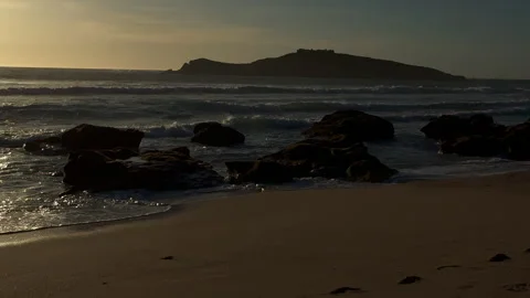 Stunning View of Ilha do Pessegueiro Beach at sunset Video stock 319846312