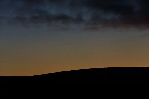 Stunning view of Jupiter set over the ridge of Wicklow Mountains near Kippure Stock Photos