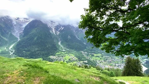 Stunning View Of Les Houches From Parc de Merlet In France. dolly shot Stockbeeldmateriaal 219403029