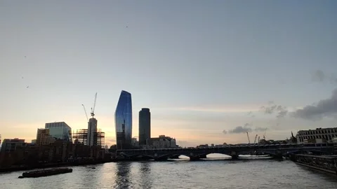 STUNNING VIEW OF LONDO FROM MILLENIUM BRIDGE DURING DUSK UK 4K Stock Footage 145119925