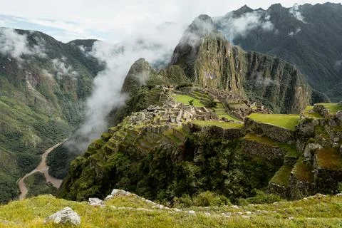 Stunning view on the Machu Piccha - a unique testimony of the Inca Civilization Stock Photos