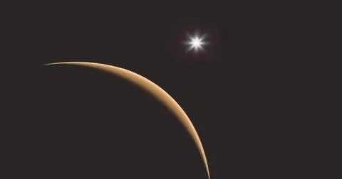 Stunning view of Mars with a bright star shining in the background Stock Illustration