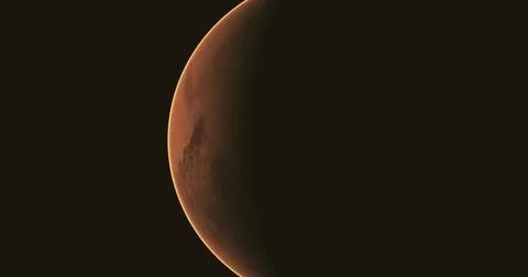 Stunning view of Mars showcasing its reddish surface and shadowed regions Stock Illustration