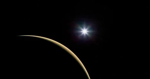 Stunning view of Mars with the sun shining in the distant sky Stock Illustration
