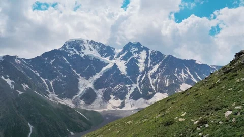 Stunning view from mount Cheget on a Semerka glacier in summer. Caucasus Stock-Footage 249608433