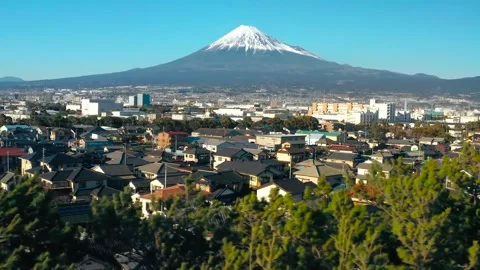 Stunning View of Mount Fuji Over Urban Landscape Stock Footage 323281858