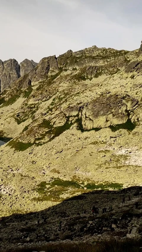 A stunning view of a mountain lake in the High Tatras, Slovakia Stock Footage 277657375