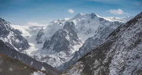 Stunning view of the mountains covered with snow and glaciers Stockbeeldmateriaal 219301447