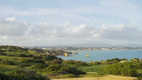 Stunning view over bay area in Portugal with natural rock formations Stock Footage 273675429