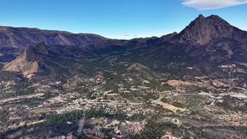 Stunning view of rugged peaks, Dramatic highaltitude perspective highlighting Stock Footage 325001109
