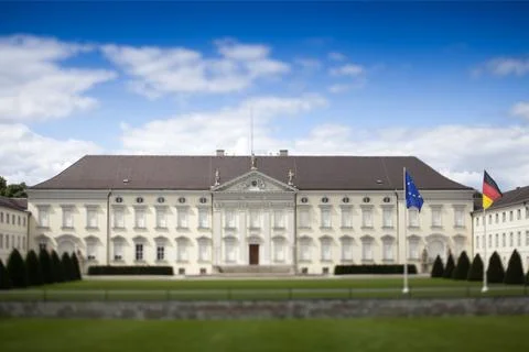 Stunning View of Schloss Bellevue in Tiergarten Park, Berlin on a Clear Day Stock Photos