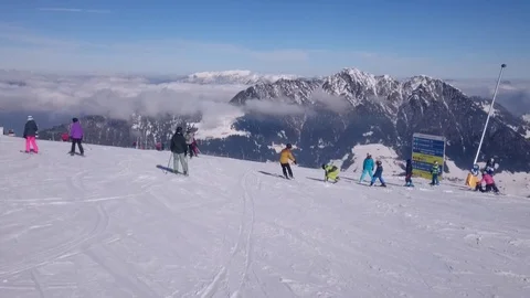 STUNNING VIEW ON THE TOP OF THE MOUNTAIN Stock Footage 121443579