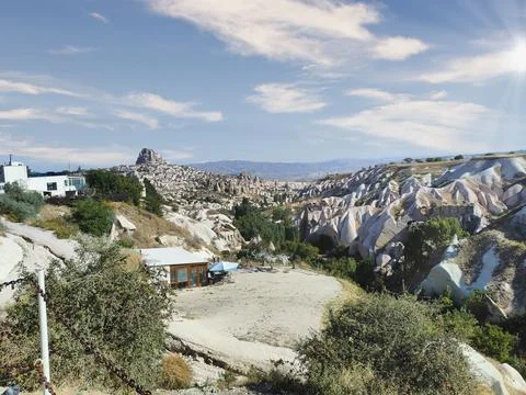 Stunning view of the unique rock formations and hills in Cappadocia, Turkey. Foto stock