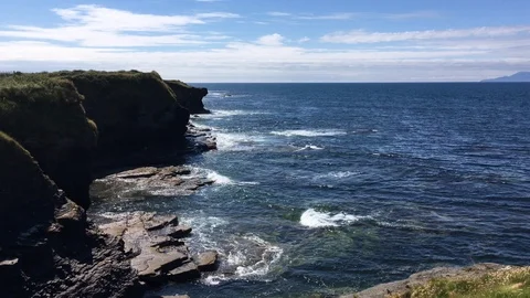 Stunning View Of Waves Crashing On The Cliff On Atlantic Ocean Coast Stock Footage 109510772