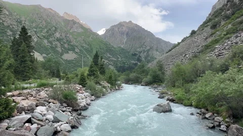 A stunning visual of  Al -Arca River, Kyrgyzstan Stock Footage 314849389