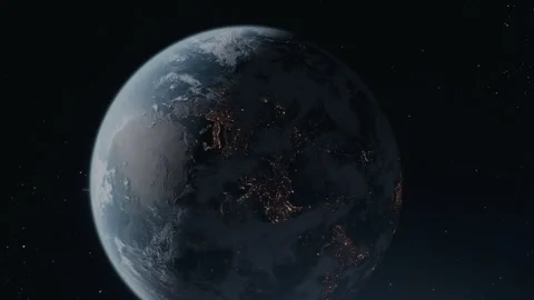 Stunning visual of Earth’s surface illuminated by sunlight from space Video stock 300509307