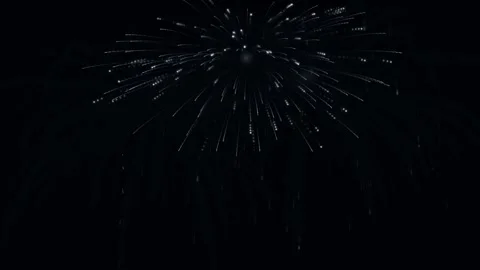 Stunning white fireworks display exploding in night sky celebration backgro.. Stockbeeldmateriaal 345169380