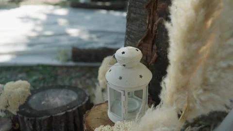 A stunning white wedding decor featuring Nordic-style elements, blending 스톡 동영상 288165876