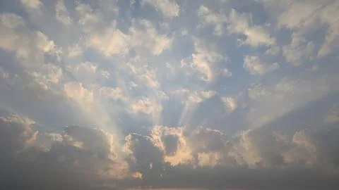 Stunning wide angle view captures dramatic crepuscular rays bursting brilli.. Stock Photos