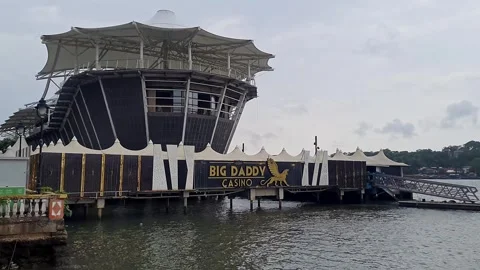 A Stunning Wide View of Big Daddy Casino, Asias Ultimate Floating Luxury Ga.. Stock Footage 328137805