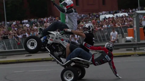 Stunt ATV on two wheels quad Stock Video Pond5