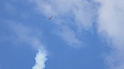 Stunt Plane Free Falling and Spinning Downward Stock Footage 293539334