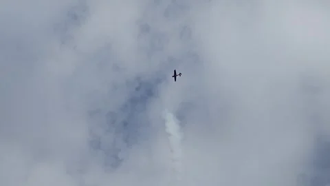 Stunt Plane Free Falling and Recovering Stock Footage 293557623