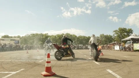 Stunt Riding Circle Stock Footage