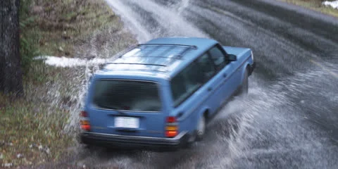 Stunt Sequence | Auto Accident | Part 1 | Hitting Pot Hole Losing Control | Wide Stock Footage 24093271