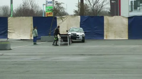 Stunt show, two wheels driving Video stock 11855169
