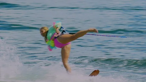 STUNT Water Ski Show close up Stock Footage 89848341