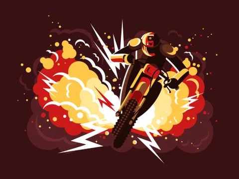 Stuntman on motorcycle Stock Illustration