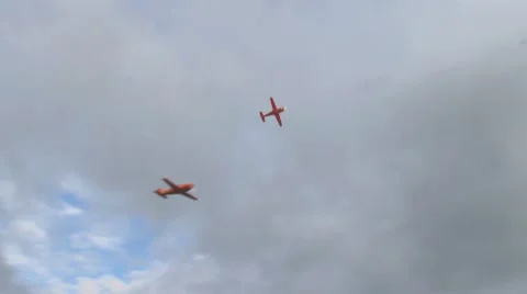 Stuntplane flyover with audio Stock Footage 7751291