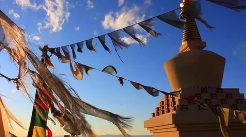 Stupa and Prayer Flags No.3 Video stock 45407595