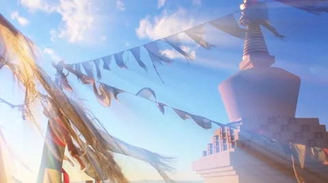 Stupa and Prayer Flags No.4 Video stock 45407588