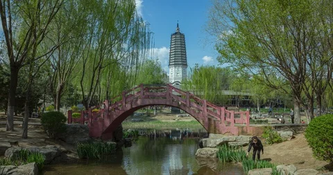Stupa &amp; Bridge 4K 動画素材 129242570