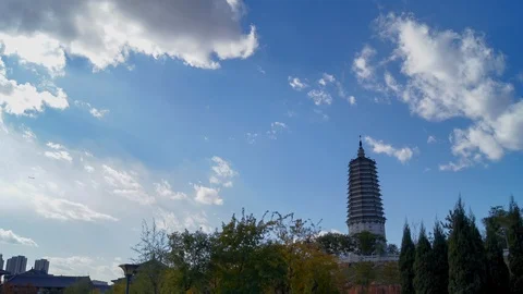 Stupa day cloud 1080P Stock Footage 115232789