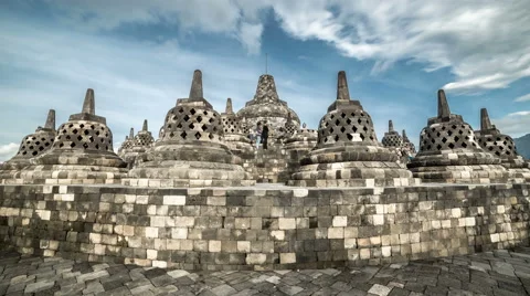 Stupas in Borobudur Temple, Central Java, Indonesia. 4K Timelapse - Java Stock Footage 65428831