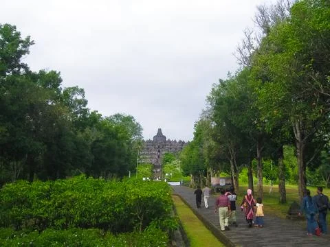 Stupas in Borobudur Temple, Central Java at Indonesia Foto stock