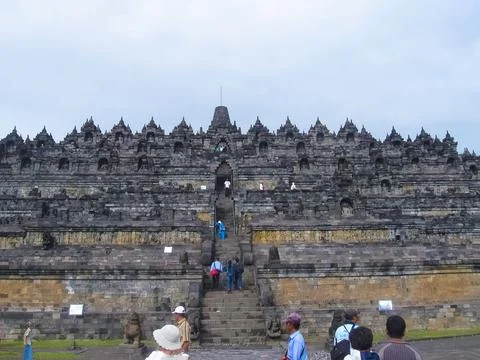 Stupas in Borobudur Temple, Central Java at Indonesia Foto stock