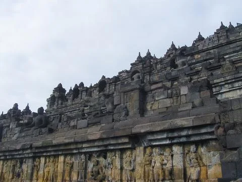 Stupas in Borobudur Temple, Central Java at Indonesia Stock Photos