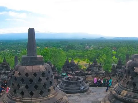 Stupas in Borobudur Temple, Central Java at Indonesia 写真素材