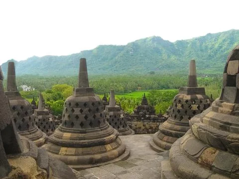 Stupas in Borobudur Temple, Central Java at Indonesia Stock-Fotos