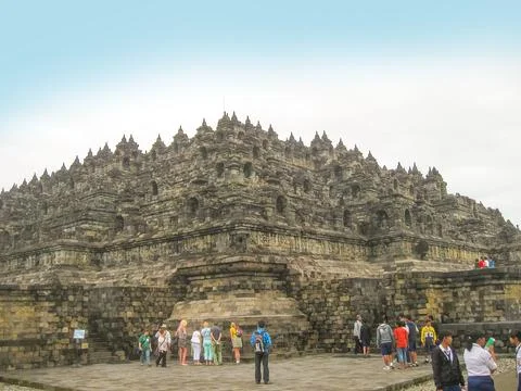Stupas in Borobudur Temple, Central Java at Indonesia Foto stock