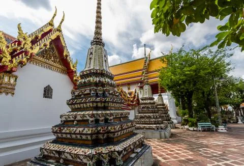 Stupas at Buddhist Temple Stock Photos