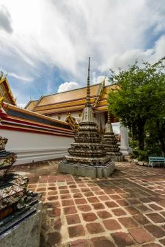 Stupas at Buddhist Temple Stock Photos