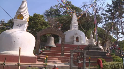 Stupas in Swayambhunath, Kathmandu, Nepal Stock Footage 59793768