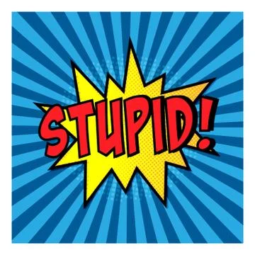 Stupid comic explosion on a blue background Stock Illustration