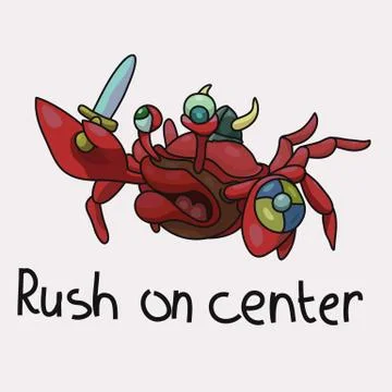 Stupid crab makes a rush in the center vector illustration. Stock Illustration