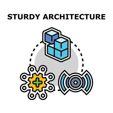 Sturdy architecture system building and connecting process Stock Illustration